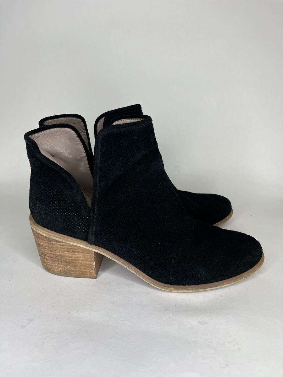 Hinge (58665) Black Suede Leather Heel Ankle Booties Women's Size