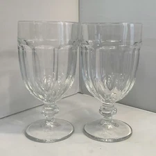 Pair Large Libbey Duratuff Goblet Drinking Glasses