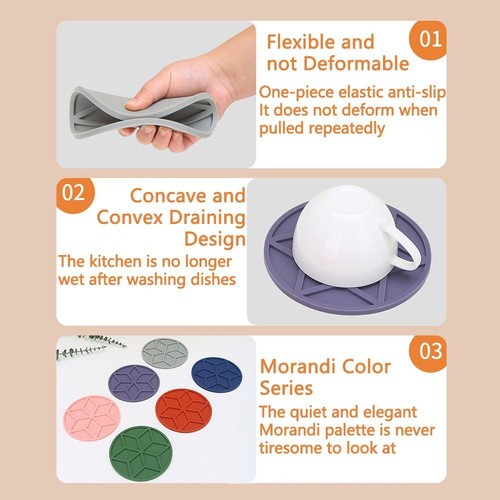 5Pcs Table Mats Dining Placemat Silicone Mats Insulation Tableware Mat Round AU - Picture 5 of 23