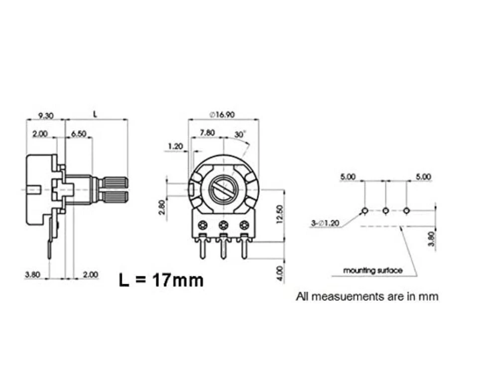 1 unit of 100KW / W100K Pot Potentiometer 17mm Audio Balance Center Detent - Image 2 of 2