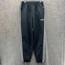 Adidas Sweatpants Men Medium Black Stripes Polyester Essentials Wind Trefoil Vtg
