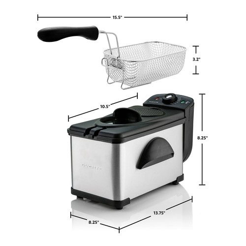 Electric Deep Fryer 2 Liter Capacity, 1500 Watt Lid with Viewing Window, Silver - Picture 5 of 10