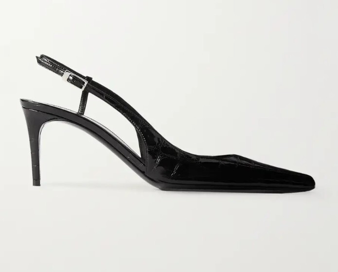 Saint Laurent YSL Vendome slingback in pelle effetto coccodrillo lucido taglia 38 5 nuovo con scatola
