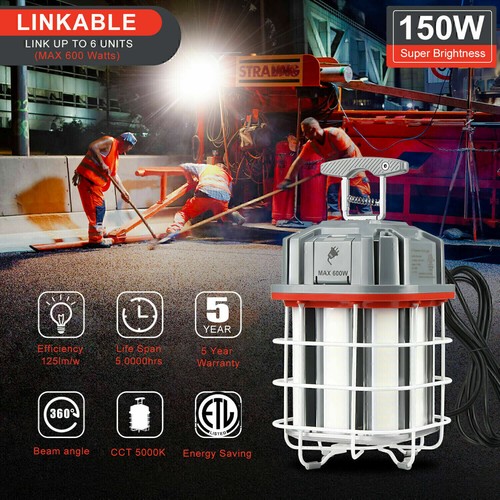 150W LED Construction Temporary Work Light 5000K Outdoor Indoor Linkable Lights