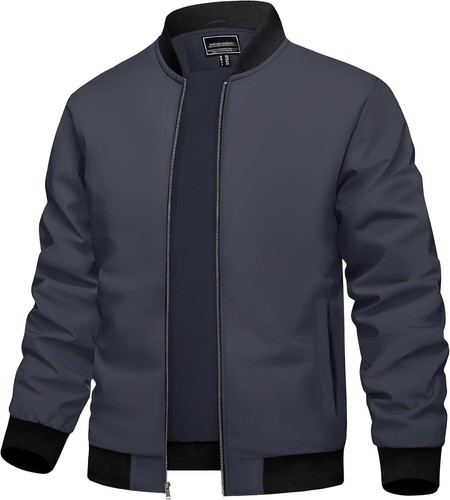 TACVASEN Men's Bomber Jacket Lightweight Spring Fall Windbreaker Casual Coats wi