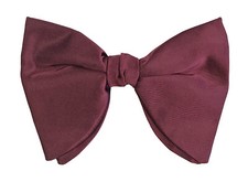 Men's Vintage Burgundy Red Wine Satin Bow Tie Butterfly Pre-Tied Clip-On 1970s