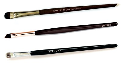 SEPHORA Flat Concealer 76, Make Up For Ever Eye Shader 220, Angled Liner Brush