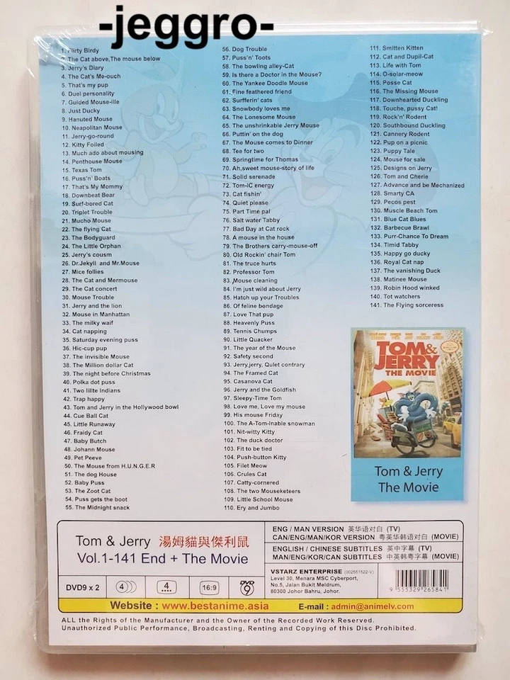 Tom and Jerry DVD Vol. 1-141 End + The Movie ENGLISH AUDIO & SUBTITLE All Region - Image 2 of 2