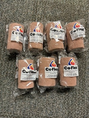 7 CO-FLEX COHESIVE FLEXIBLE BANDAGE COFLEX WRAP SELF ADHESIVE 4'' X 5 YARDS