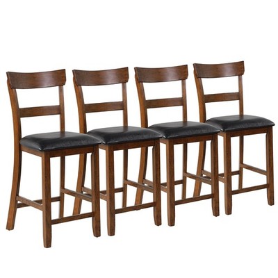 Topbuy Set of 4 Bar Stools Vintage Wooden Dining Chair for Kitchen, Bistro