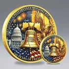 USA 250 Years of Freedom Anniversary Liberty Bell Gold Plated Coin Collectible