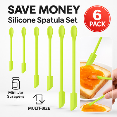 6Pcs Silicone Spatula Set Mini Jar Scraper Tools for Kitchen Makeup Lotion Jars
