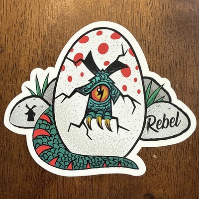 DUTCH Bros GRAND Opening STICKER Collectible LIMITED! Coffee DINOSAUR Egg REBEL