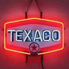 US STOCK Texaco Gasoline Neon Sign 19"x15" Glass Bar Garage Wall Decor Gift
