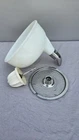 Vtg Sunbeam Mixmaster Juicer Attachment Milk Glass Bowl with Remer and Strainer