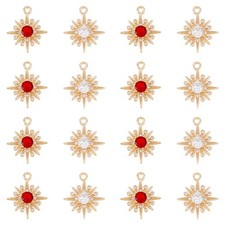 1box 16pcs 2 colors Brass Micro Pave Cubic Zirconia Pendants 8-Point Star