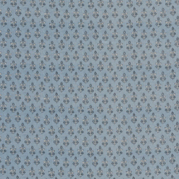 GP & J BAKER CURTAIN FABRIC 'POPPY SPRIG - BLUE' 2 METRES - HOUSE SMALL PRINTS