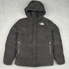 The North Face 600 Down Puffer Jacket Girls Large Black Sherpa Lined Hooded