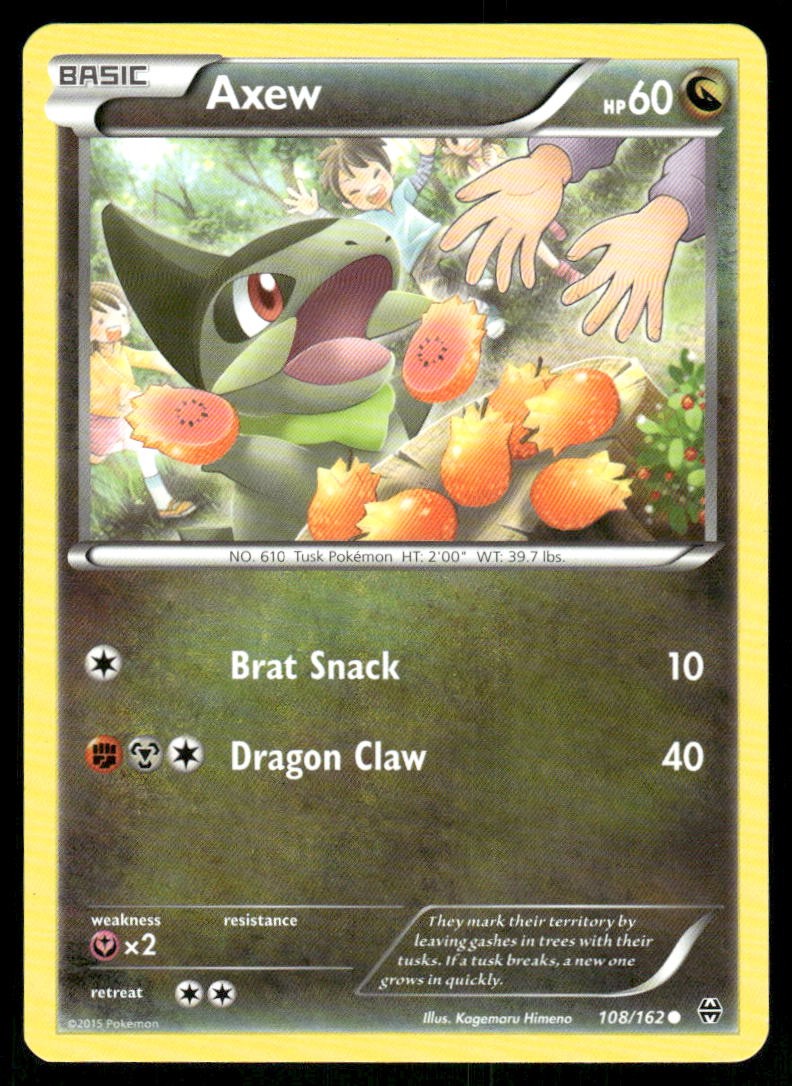 Pokemon Cards Axew 108/162 BREAKthrough XY Common NM