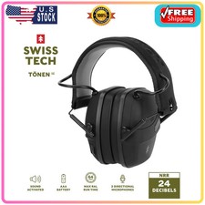 Swiss Tech Electronic Hearing Protection Earmuffs Low Profile Noise Reduction