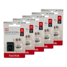 SanDisk Ultra Micro SD 32GB UHS-I Class 10  Card With Adapter 100Mb/s Pack of 5