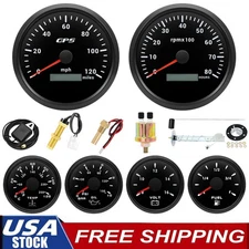 6 Gauge Set 110MM GPS Speedometer 0-120MPH Tacho 8000RPM 52mm Fuel/Oil/Temp/Volt