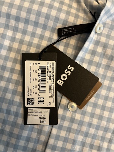 Hugo Boss Men’s Long Sleeve Button Down Shirt Blue & White Slim Fit L 42 X 16.5 - Picture 2 of 12