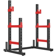 Adjustable Squat Rack, 660lbs Multi-Functional Bench Press Rack, Red