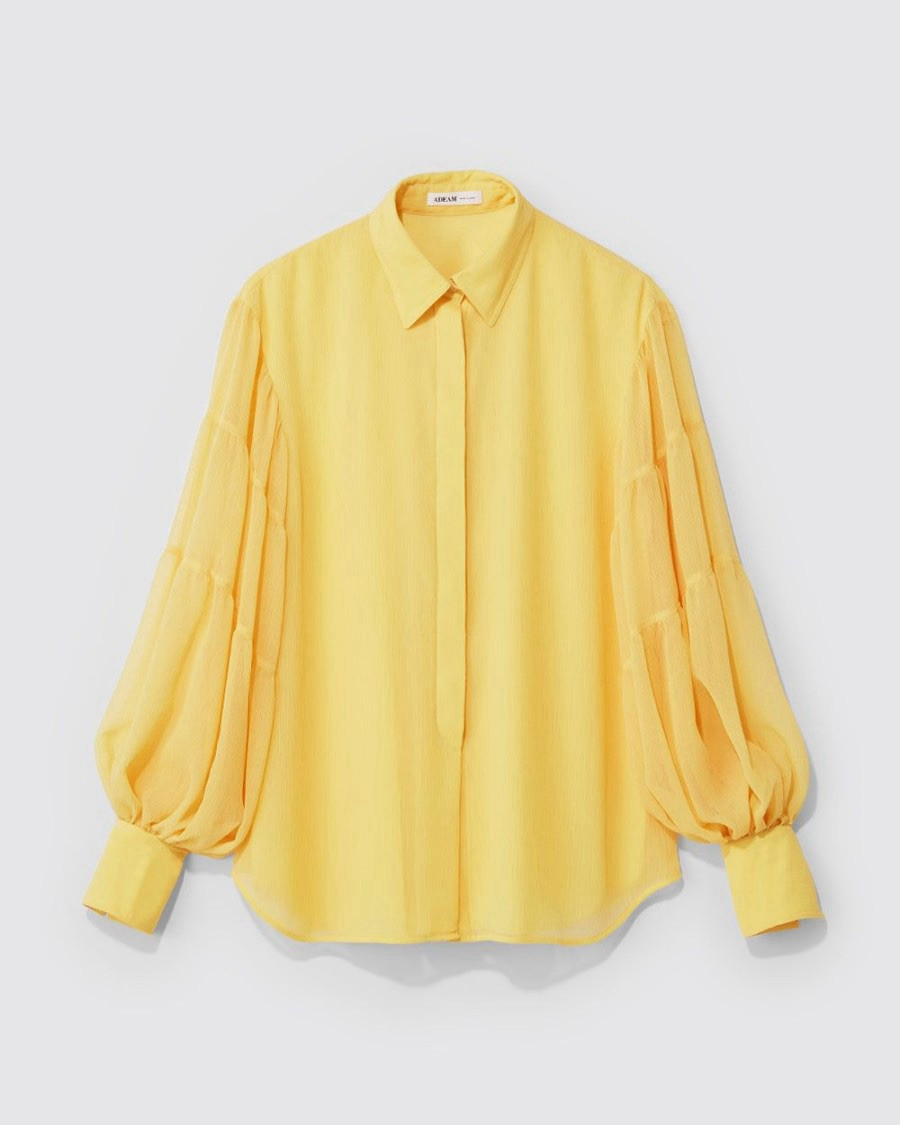 "NWT $895 ADEAM JAPAN INTERMIX DANDELION YELLOW \"LANTERN\" BLOUSE TOP XS"