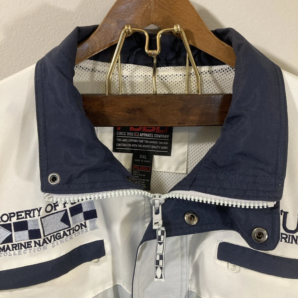 Chaqueta de Vela Marina Forrada 2XL De Colección Fubu Para Hombre Bordada Cremallera Completa Años 90 Y2K Foto 3 de 4