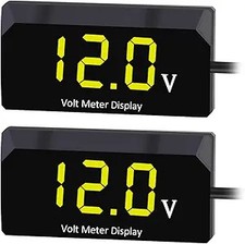 Digital Voltmeter Dc 4-28v 2pcs Waterproof 12v Led Voltage Mete Color Yellow