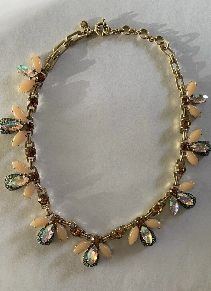 J. Crew заявление ожерелье Aurora Borealis сверкающий пчелы золотой тон цепочка