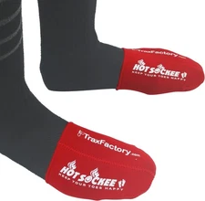 Neoprene Toe Warmers - Worn Inside Shoes or Boots - 3 Sizes - Large, Red 