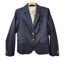 J.Crew Schoolboy Blazer Womens 6 Navy Wool Blend Gold Crest Button Preppy NEW