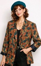 Silk Vintage Blazer 80's Jacket Women's Sz M Rare Whimsical Find Art To Wear