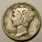 1928 D Mercury Dime VG-F "Actual Coin Pictured Not Cleaned, Polished or Dipped"