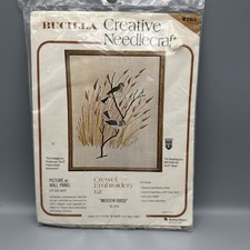 Bucilla Meadow Birds Crewel Embroidery Kit 8705 Opened 18x22