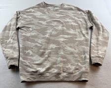 Athleta Camo Pullover S Cream Tan Sweatshirt Crew Neck Long Sleeve