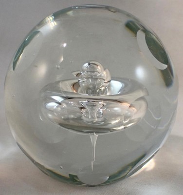 UNGEWÖHNLICHER PARLANE GLAS BRIEFBESCHWERER RING BLASE & FACETTEN
