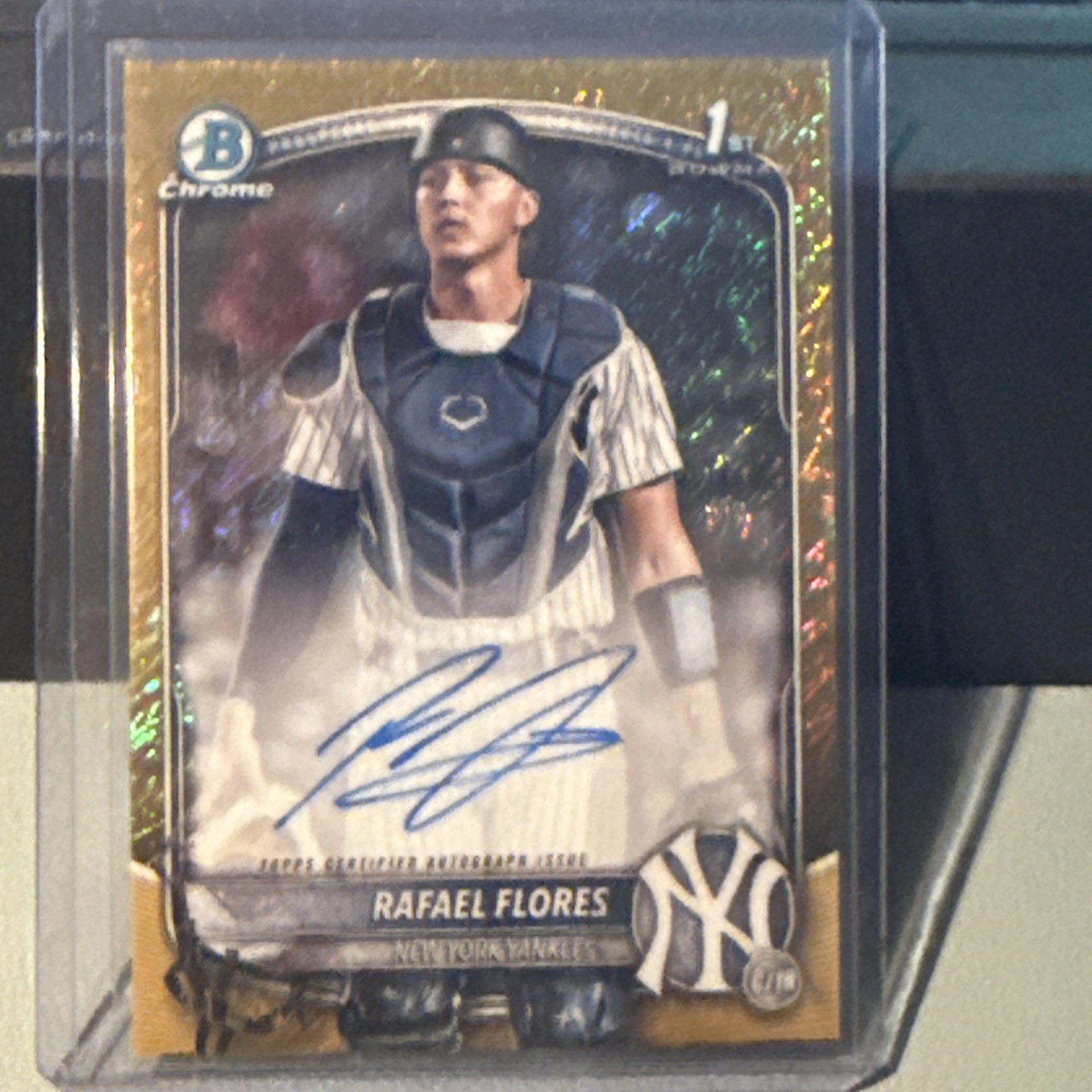 2025 Bowman Chrome Rafael Flores 1st Bowman Gold Shimmer  Auto /50 Yankees SP