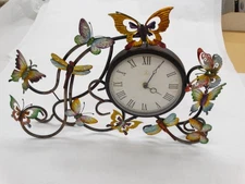 Metal Scrolling Butterflies with Dragonfly Mantel or Shelf Clock Decoration