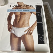 Calvin Klein 100 Cotton Classic Fit Men's Briefs 4 Pack Jersey White/Black