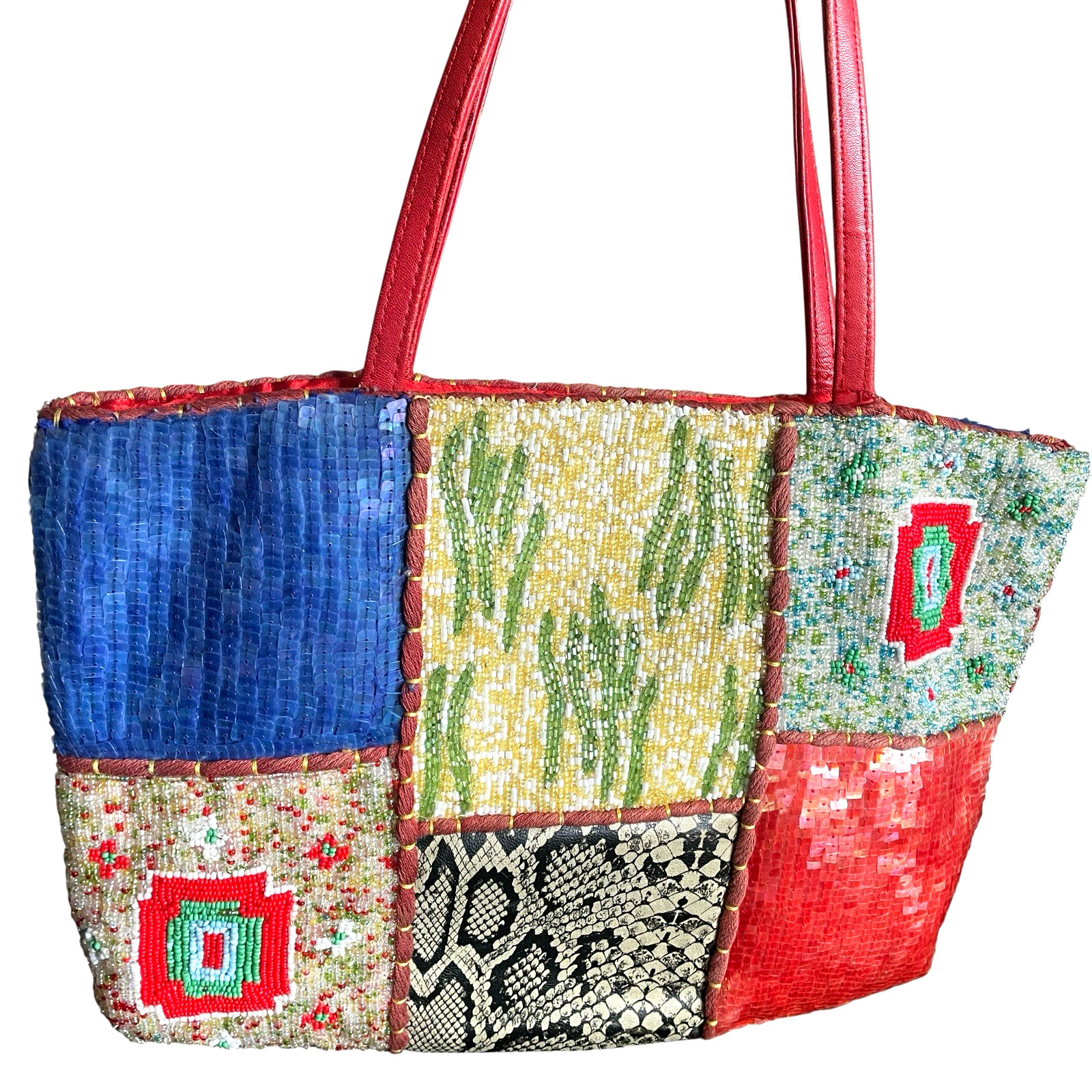 CHRISTIANA Beaded Sequin Handbag Patchwork Snap D… - image 9