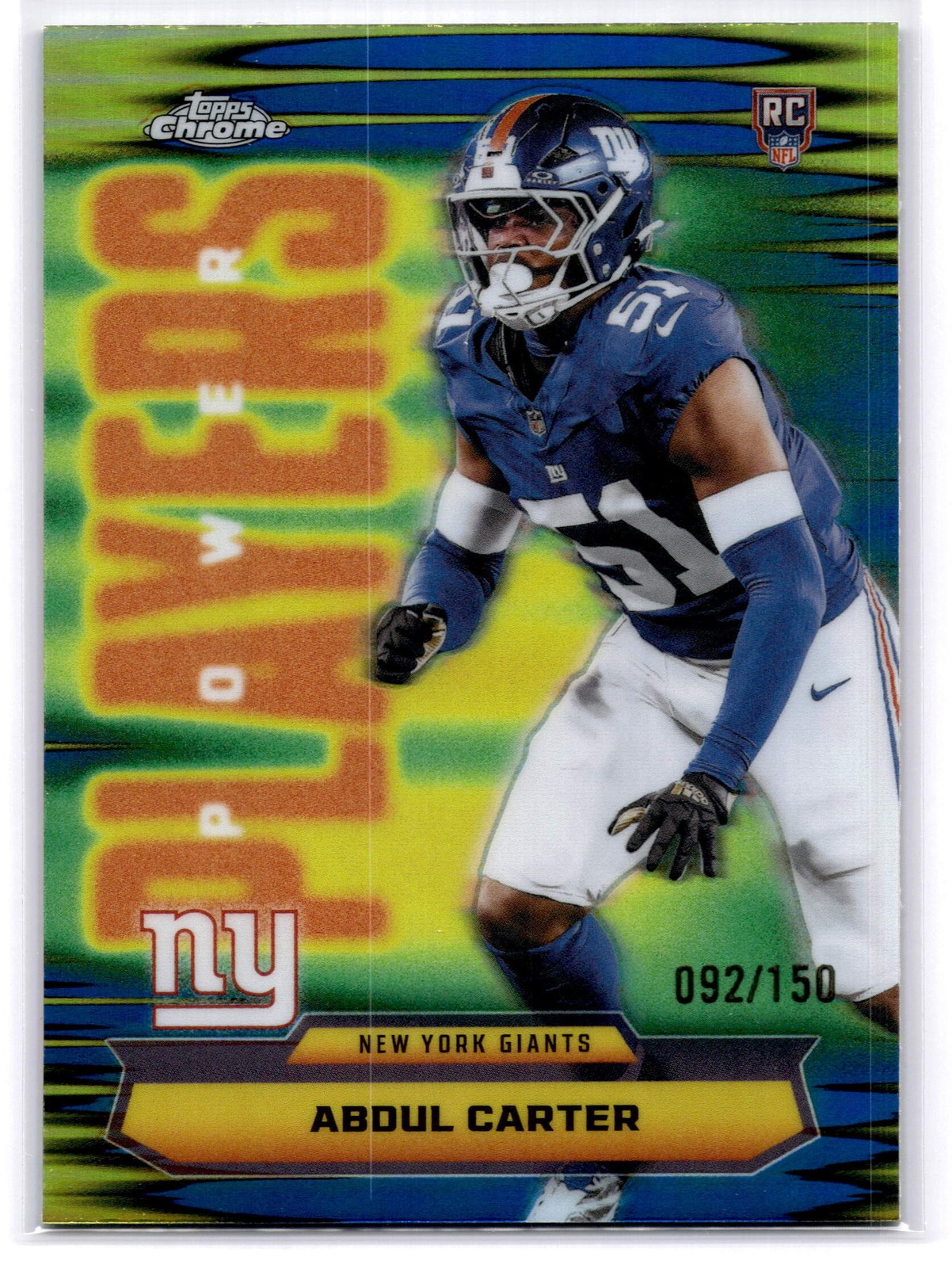 2025 Topps Chrome #PP-40 Abdul Carter Power Players Blue Refractor #/150