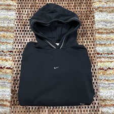 Vintage Nike Center Swoosh Pullover Knit Hoodie Hoody Black Men s Size Medium M