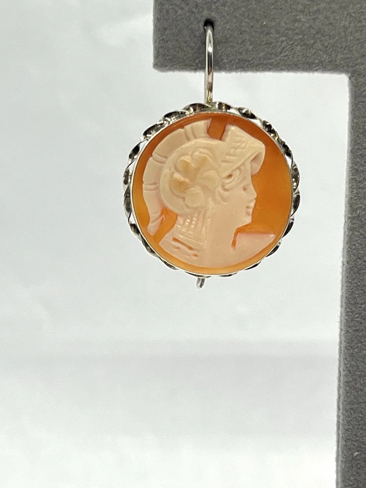 Orecchini in Argento 925 con  Cammei Corniola 20mm Tondi - Atena - Immagine 3 di 4