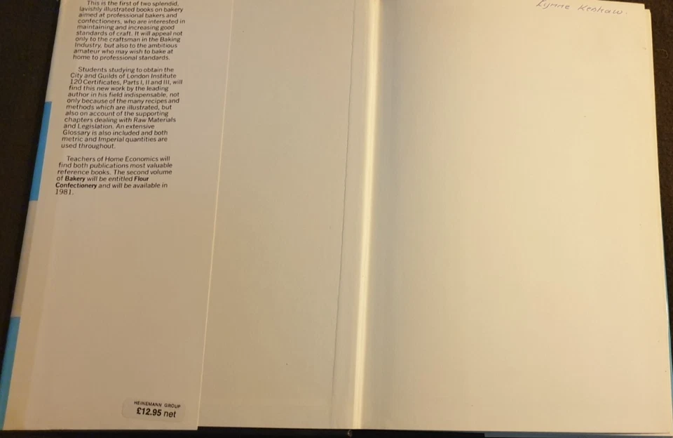 BAKERY. Bread and Fermented Goods. L.J.Hanneman.  Book For Student Bakers. - Image 2 of 4