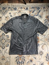 Vtg Pop Icon Silver Metallic Rainbow Sparkly Scales Disco Shirt Sz XL USA Made