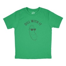 Youth Dill With It T Shirt Funny Pickles Deal With It Vegetable Joke Tee for