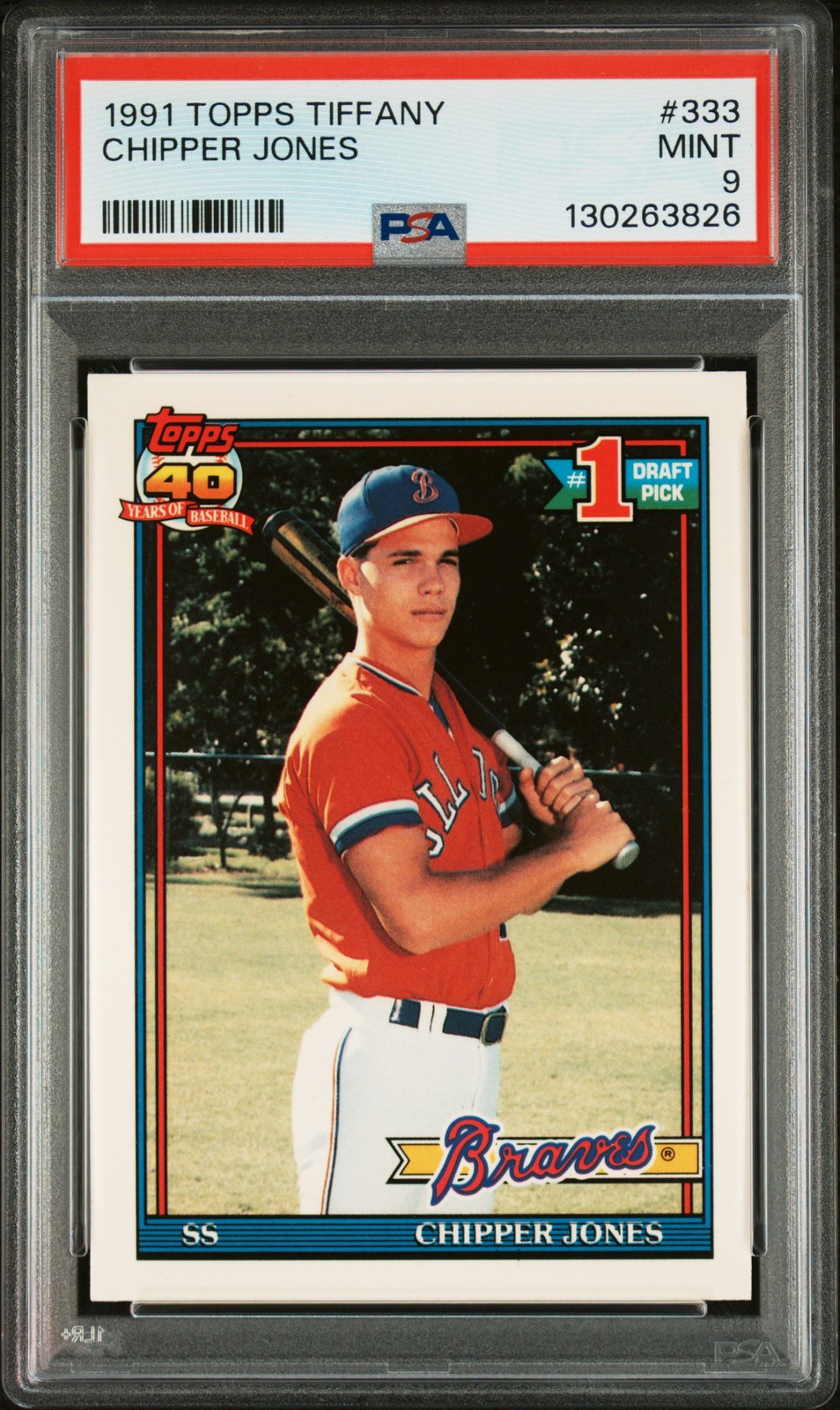 1991 TOPPS TIFFANY #333 CHIPPER JONES PSA 9